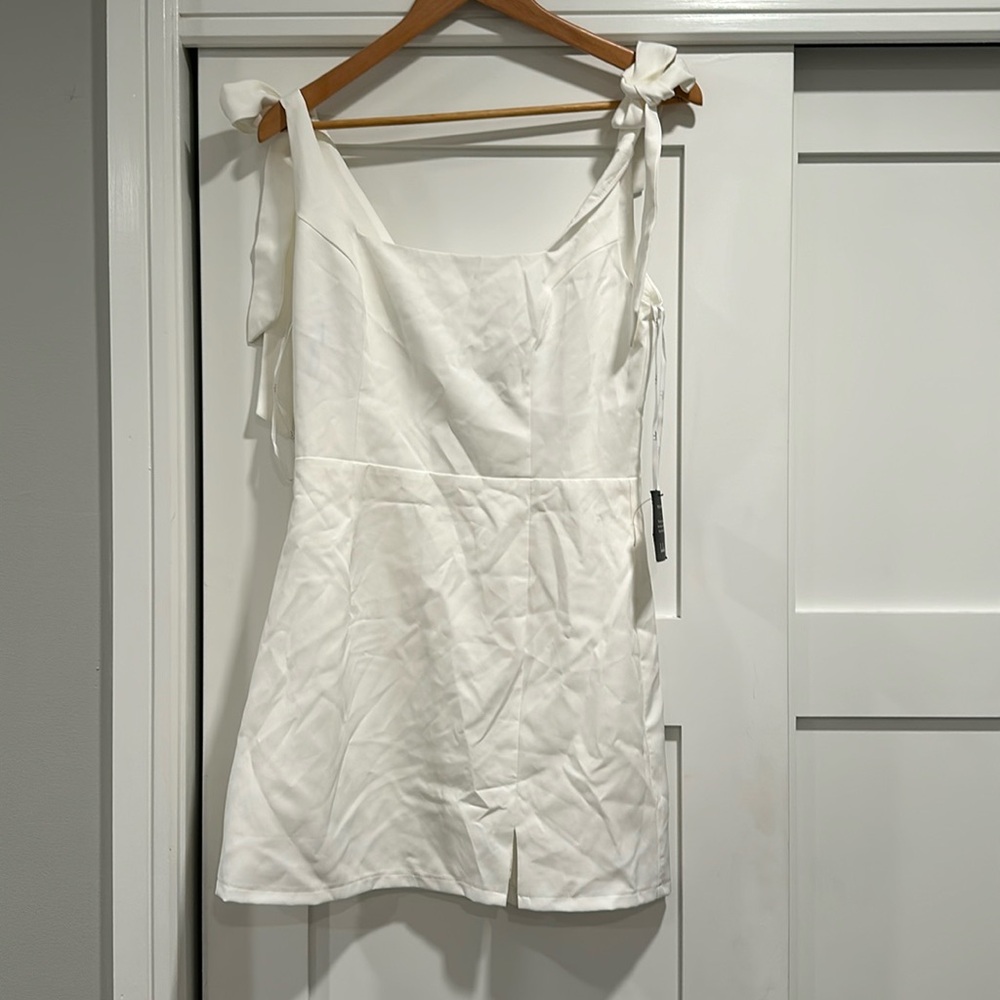 Your Sweetie White Tie-Strap Mini Dress